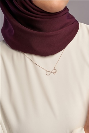 Sonsuzluk Kalp Motifli 14K Rose Altın Kaplama 45 cm Zincirli Kadın Gümüş Kolye