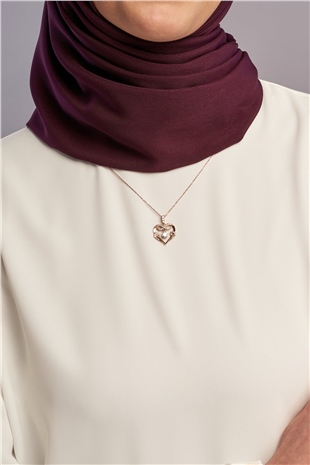 Sonsuzluk ve Kalp Motifli Doğal Zirkon Taşlı 14 Ayar Rose Altın Kaplama 925 Ayar Kadın Gümüş Kolye