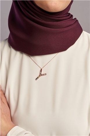 Y Harfli Trend Baget Renkli Doğal Zirkon Taşlı 14 Ayar Rose Altın Kaplama 925 Ayar Kadın Gümüş Kolye