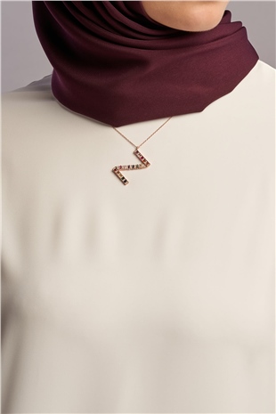 Z Harfli Trend Baget Renkli Doğal Zirkon Taşlı 14 Ayar Rose Altın Kaplama 925 Ayar Kadın Gümüş Kolye