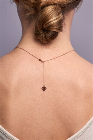 İsimli Kalp Motifli 14K Rose Altın Kaplama 50 cm Zincirli Kadın Gümüş Kolye